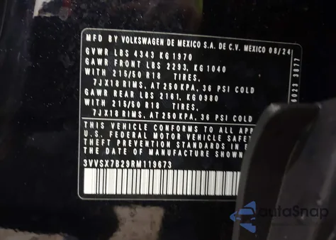2024 Volkswagen Taos 1.5T Se from USA, damaged, VIN 3VVSX7B29RM119673